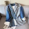 Womens Jackets High sense of small suit jacket female design niche stitching plaid loose fried street allmatch spring and autumn 230222