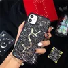 Modeontwerper telefoonhoesjes voor iPhone 15 14 15Pro 14Pro 14Plus 13 Pro Max 12 11 13Pro XR met luxe lederen glanzende strass mobiele telefoon shell case