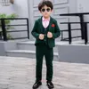 Conjuntos de roupas formais crianças cor sólida vestido terno conjunto flor meninos festa desempenho casamento vem crianças blazer colete calças 3pcs roupas conjunto