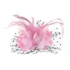 Kopfbedeckungen 4XBE Fascinator Hüte für Frauen Mesh Schleier Blume mit Feder Perle und Haarspange Cocktail Tee Party Brosche Pin Kopfbedeckung