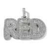 DIY Custom Name Bling Baguettes Big Letters Pendant With Free 3mm 24inch Rope Chain Bling Zirconia Men Hip Hop Jewelry