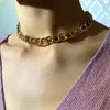 Chains Flatfoosie Women's Necklace Double Layer Golden Clavicle Chain Men Statement Collar Sets Pendant Party Vintage Jewelry