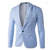 남자 재킷 남자 정장 비즈니스 코트 탑 가을 패션 공식 우아한 단색 캐주얼 슬림 한 버튼