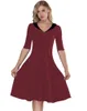 Party Dresses Vintage 1950s - S-XXL Womens White Collar Red Burgundy Blue Black Dress Retro Style Autumn