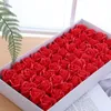 Favores de casamento 50 peças/caixa três camadas rosa sabão flor cabeça produção diy dia dos namorados caixa de presente criativa simulação flor de sabão