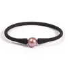 Charm Bracelets Big Round Edison Natural Freshwater Pearl Silicone Bangle Rubber Purple Brown Bracelet Strench For Women/Men JewelryCharm