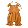 Summer Outfits Sm￥barn Jumpsuits och Rompers Baby Girl Clothing S￶t solid ￤rml￶s bomullslinne Nyf￶dda Romper Kidskl￤der