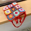 Kvällsväskor Dam Knitting Gypsy Bohemian Boho Chic Aztec Tote Bag Dam Virkad Ylle Öppen Shopper Top-handtag 2023 Kvinnlig Daglig Handväska