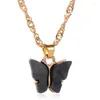 Chaînes mignon papillon pendentif collier pour femmes fête couleur or longue chaîne Steet coréen déclaration mode charme bijoux cadeau