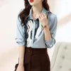 Women's Blouses Fashion Printing Long Sleeve Tops Elegant Office Lady Chiffon Shirts Female Korean Style Clothes Button Loose Women Blouse