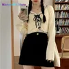 Women's T-Shirt Women Long Sleeve T-shirts Lace-up Cardigan Patchwork Ruffles Trendy Sweet Lovely Crop Tops Sexy Females Coat Leisure Outwear 022223H