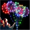 Inne imprezy imprezowe dostawy 10pcs LED Light Up Bobo 20 -cal przezroczysty hel balon z kijem na Halloween świąteczny ślub Dekoracja urodzin Globos 230221