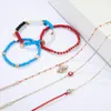 Anklets 6pcs/set Coloful Handmade Beaded Anklet For Women Adjustable Heart Shiny Crystal Stone Rope Leg Foot Chain Jewelry 8838