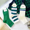 Women Socks Fashion Emelcodery Stripe Blue Green Cotton Hetchable Soft Harajuku Calcetas Skarpetki