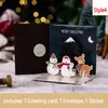 Greeting Cards 2pc 3D Up With Envelope Friend Family Blessing Postcard For Birthday Year Christmas Gifts Xmas Decoration