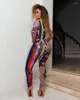 Sahne Giyim Parlayan Çok Renkli Ayna Rhinestones Şeffaf Tulum Uzun Kollu Doğum Günü Partisi Elbise Dansçı Göster Kıyafet
