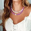 Choker Fashion Boho färgad silikonhalsband 2023 Summer Trendy Pearl for Women Neck smycken olika färger stil grossist