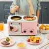 3 في 1 صانعي الإفطار متعدد الوظائف الخبز الخبز المحمص الكهربائي MINI OVEN MACHEN