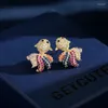 Stud Küpeler Çin tarzı S925 Gümüş İğne Renk Zirkon Koi Kadınlar için Niş Yaratıcı Tasarım Tatlı Sevimli Jamderfish Turuncu