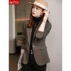 Women's Suits Blazers Capable Intellectual Notched Button Loose Solid Color Formal Office Lady Clothing Thin Autumn Winter Casual 230221