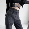 Jeans Femme Jeans Femme Pantalon Large Maman Femme Noir Bleu Jeans Taille Haute Femme Pantalon Pantalones Spodnie Damskie 230222