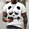 T-shirts pour hommes Cartoon T-shirts pour hommes Lunettes de soleil 3d Panda T-shirt pour hommes Drôle Casual O Neck Vêtements pour hommes Tops surdimensionnés Fashion Tee Shirt 022223H