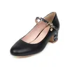 Dress Shoes 2023 Women Round Toe Spring Pumps Chunky High Heels Mary Jane Causal Ladies Thick Classic