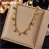 16L Stainless Steel Multicolor Crystal Zircon Necklace For Women Fashion Lady Ball Chain Wedding Party Jewelry Gifts