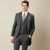 Abiti da uomo Doppiopetto frac grigio Abito da sposa per uomo 3 pezzi (giacca, pantaloni, gilet) Giacca masculino slim fit su misura 559