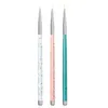 Nail Art Equipment 3pcs Pen Set Poignée en métal Portable Fine Lines Professionnel Délicat Facile Forme Fournitures Manucure Dessin Pinceau