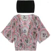 Blouses feminina Mulheres camisas finas vintage Tops florais femininos de gola vil de ei-deco