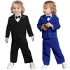 Kledingsets Zwarte smoking voor babyjongen Baby Trouwpak Peuter Verjaardagsfeestje Gift Outfits Doop Kerst Xmas Ceremonie Komen W0222