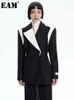 Kvinnors kostymer blazrar EAM Women Black ColorBlock Elegant Blazer Lapel Long Sleeve Loose Fit Jacket Fashion Spring Autumn 2023 1DF0762 230221