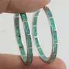 Hoop Earrings Large Ocean Blue/Green/Pink/White Fire Opal Stone Women 32mm OE289