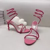 Rene Caovilla Crystal Sandals Слим высокая высокая каблука замшевая модная обувь роскошная дизайнерская женская обувь кожаная лодыжка