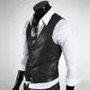 Gilet da uomo Chaleco Hombre Pu Leather For Men Slim Fit Mens Suit Gilet maschile Gilet Homme Giacca da lavoro formale 230222