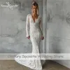 Party Dresses Backless Wedding Dress for Women Bride Lace Long Sleeve V Neck Boho Mermaid Bridal Gowns Robe de Mariee 2023 Nouveaute 230221