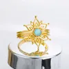 Klusterringar vintage opal för kvinnor rostfritt stål solring månsten guld sliver färg tillbehör smycken present vän 2023 cluster