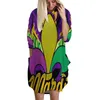 Casual Dresses Mardi Gras Y'All Print Shirt Dress Autumn Winter Female Long Sleeve Yall Orleans Nola