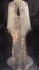 Stage Wear Sparkly Sequined Cloak Sleeve Elegant Long Dress Women Sexy Mesh See Through Evening Birthday Celebrate Party Dresses