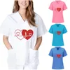 T-shirt da donna 2023 T-shirt da donna solide T-shirt con scollo a V a maniche corte Abbigliamento da lavoro per infermieri Abbigliamento uniforme Ropa Mujer Camisetas Top T-shirt