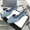 Classic Womens Chunky Heels Sandals Round Toes Dress Shoes Slingbacks Slippers Denim With Letter Open Shoe Designer Luxurys Casual Shoe Ladies Large Size Slides