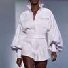 Zweiteiliges Kleid Runway Damen Sets 2023 Frühling Sommer Luxus Designer 2 Set Outfits Langarm Leinen Baumwolle Blusen Hohe Taille Shorts Anzug