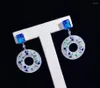 Dangle Earrings Blue Multi Color 925 Sterling Silver With Cubic Zircon Doughnut Drop Earring Fashion Fine Women Jewelry