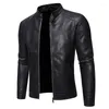 Men's Jackets 2023 Spring Autumn Leather MotorcycleJacket Men Stand Collar Slim Pu Jacket Causal Coat Mens Trend Coats