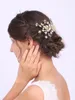 Headpieces Rhinestones Flower Hair Comb Pearls Clip Weddding Bridal Headwear Female Glamour Ornaments For Women