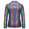 Herenpakken Blazers Mens Stijlvolle Danser Stage Jacket Gold Silver Rainbow Plaid Plain Male Disco Festival Carnaval Party Prom kostuums 230222