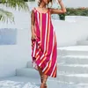 Повседневные платья летние платья Женщины 2023 мода сексуальные беззаконные контрастные цвета полосатый шнурок с принтом