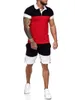 Agasalhos de treino masculinos 2023 de algodão de manga curta shorts 2 conjuntos de jogger masculinos ternos de moletom de verão tops casuais masculinos agasalho de emenda