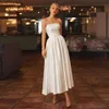 Party Dresses Simple 2023 Satin Wedding With Tickets Axelvall Less AnkleLength Brud Dress Laceup Back Vestidos Novia ROBR DE MARIEE 230221
